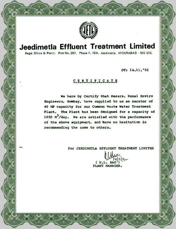 Jeedimetla Effluent Treatment Limited